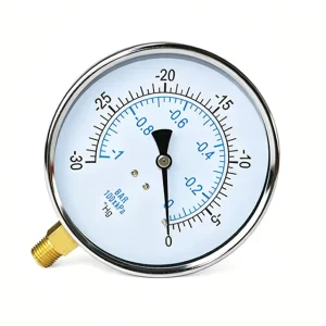 1~0 bar 30inHg Vacuum Pressure Gauge Bottom Mount Brass Connection for Air Water Gas