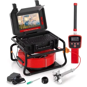 10.1-Inch HD 1080P Touchscreen 512 Hz Sonde Self-Leveling Sewer Inspection Camera with Meter Counter DVR IP68