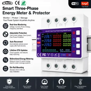 100A Bi-directional Metering Over/Under Voltage Overcurrent & Lost Flow Delay Protection Tuya WiFi Smart Electricity Meter