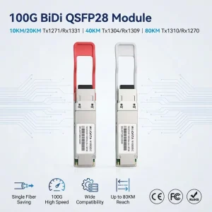 100G BiDi QSFP28 1310nm Optical Transceiver Module Data Center Fiber Equipment with 10km 20km 40km 80km Fiber Range
