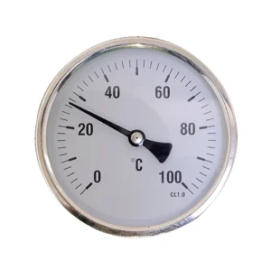 100mm Bimetal Thermometer 0-100°C Industrial Temperature Gauge Chrome Plated Steel Case