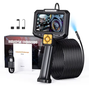 1080P Borescope Camera for Industrial Dual Lens Endoscope With 5 Inch ISP Screen Inspection for Pipeline Maintenance