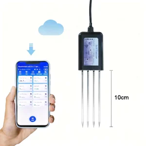 10cm Probe 7 in 1 Soil Integrated Sensor EC pH NPK Moisture Temperature Soil Sensor RS485 Output with APP
