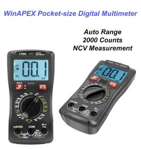 119A Mini Portable Digital Multimeter 2000 Counts NCV Measurement High Precision DC 1000V Auto Range AC 10A