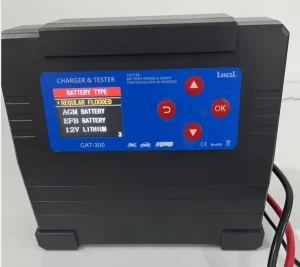 12V 15A Lithium Battery Tester and Charger with US Plug, 40-2000CCA, 2-200Ah, Voltage Indicator Display