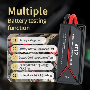 12V/24V Car Battery Tester and Diagnostic Tool for Voltage, Internal Resistance and Battery Health