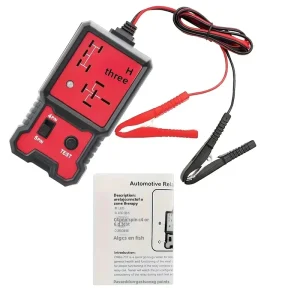 12V Auto Relay Tester with Red and Black Battery Clips for 4-Pin and 5-Pin Relays
