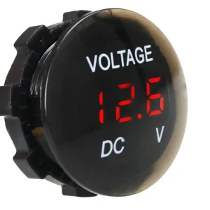 12V Battery Voltage Tester Waterproof IP66 LED Display Round Gauge for Auto Marine