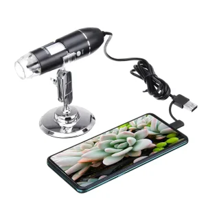 1600X USB Digital Microscope 3 in 1 Type C Microscope Camera with 8 LED for Phone Repair PCB Inspection Skin Detection