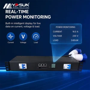 1U Rack Mounted Real Time Four Parameter Monitoring Voltage Current Power Smart PDU for Data Center Server Cabinet