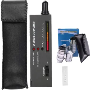 2-Piece Drill Pen Thermal Conductivity Diamond Tester with Light and Magnifying Glass for Genuine Diamond Identification