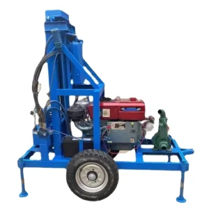 2 Wheels 120m Portable Mini Underground Water Well Rotary Drilling Rig with Engine 400kg Weight 6 Months Warranty