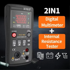 2 in 1 Battery Internal Resistance Tester 25000 Counts True RMS Digital Multimeter 4 Wire Kelvin Clip Lithium Lead Acid ZT-XR1