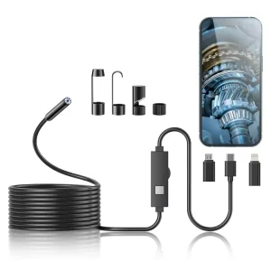 2.0 Megapixels Endoscope Camera IP67 Waterproof 8 LED Lights MFi Certified Compatible with IOS Android for Car Pipe Inspection