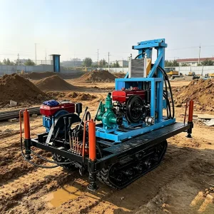 200L All Terrain Tracked Water Well Drilling Machine 22HP Single Cylinder Diesel Borehole Rig