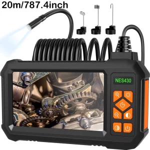 20M Simple Use Portable Industrial Endoscope Camera 4.3inch 8mm Lens Adjustable LED HD Waterproof IP67 Vandal-Proof