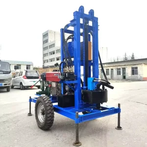 22 35HP Diesel Powered Wheeled Hydraulic Water Well Drilling Rig 100m 200m Mobile Borehole Drilling Machine