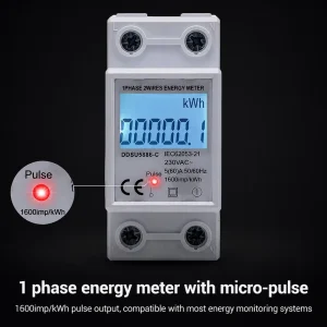 220V Digital KWh Meter Single Phase 5-60A Din Rail Mounted Energy Monitor with Backlight for Precise Residential Sub metering