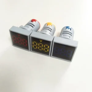 22mm AC 60 500V LED Digital Voltmeter Square Head Voltage Meters with Indicator Panel Light Red Green Yellow Blue White Colors