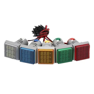 22mm Mini AC Digital Square Instrument Panel Meters Triple Display LED Indicator Light Voltage Current&Hz Frequency