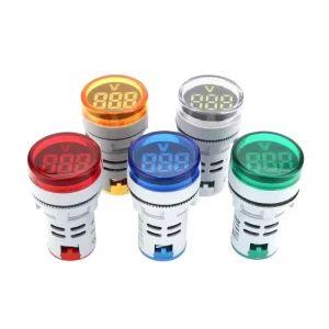 22mm Yellow LED Digital Display Voltage Meter Indicator Signal Lamp Voltmeter AC 60 500V IP55 Rated Plastic Measuring Range