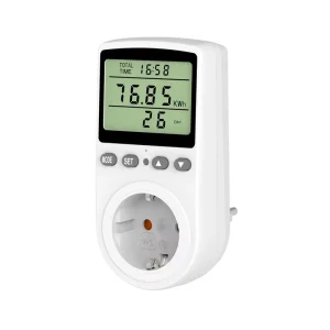 230V 16A EU Plug Indoor LCD Digital Energy Meter Socket Power Meter Socket Power Measuring Socket with White Backlight