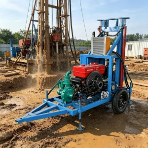 240m Wheel mounted Diesel Water Well Drilling Machine High Efficiency Portable Borewell Rig for Agriculture