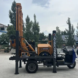 260m Borehole Water Wells Drill Rig Truck Mounted Rock DTH 65kw Engine Tricycle Rotary Water Rig Machine