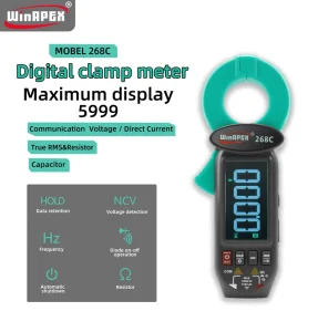 268C Smart Digital Clamp Meter Auto Range 5999 Counts True RMS AC DC Current Voltage Resistance Capacitance NCV Live