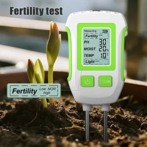 3 5 1 LCD Soil Tester Moisture Meter Double Needle pH Humidity Temperature Fertility Sunlight Gardening Plant Monitor