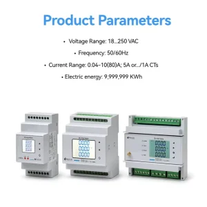 3 Phase Din Rail Power Meter RS485 Modbus Class0.5 High Accuracy LCD Energy Meter for Industrial Cabinet