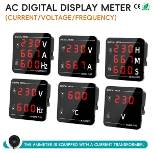3 in 1 AC Digital Panel Meter 50 500V 0 100A LED Display Voltage Current Frequency Triple Display Amperage Meter