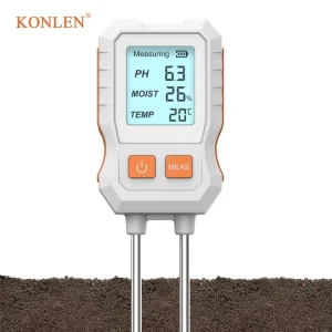 3 in 1 Digital LCD Soil Tester with Stainless Steel Probe pH Moisture & Temperature for Plants Garden Lawn & Farm Use