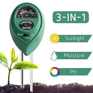 3 in 1 High Precision Soil Meter Moisture Light PH Tester with 2 Probes Soil Monitor for Garden Plant Flower Testing