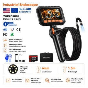 3.9mm Articulated Probe Industrial Borescope Two-Way Endoscope Camera 2m Fiber Optic Snake Scope for Engine and Wall Diagnostics