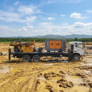 300-600m Truck Mounted Hydraulic DTH Water Well Drilling Rig with Gearbox Motor Deep Borehole Boring Machine for Rock Soil