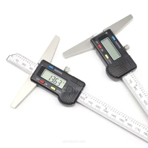 300×0.01mm Stainless Steel Electronic Depth Gauge Vernier Caliper Digital Depth Caliper with Base Width 100mm