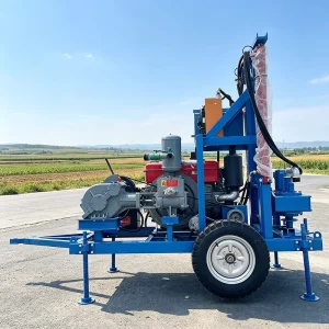 30HP Water Well Drilling Machine Small Drilling Rig Wheel Type 200m Deep Borehole Machine