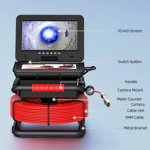 30m Self Leveling Pipe Inspection Camera 10 Inch IPS 1080P Drain Sewer Endoscope DVR Recorder 5mm Cable Meter Counter
