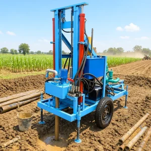 35HP Diesel Borehole Machine 100m 120m 150m 180m 200m Portable Water Well Drilling Rig with Drilling Rod