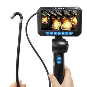 360 Degree 4 Ways Articulating Borescope 6mm IP67 Automotive Endoscope Inspection Camera With 5 Inch Display