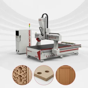 4 Axis Woodworking Cnc Machine A8 1325 L8 ATC CNC Router With Swing Head and Servo Motor for Wood Door Milling Hole
