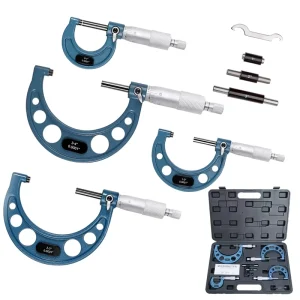 4-Piece Outside Micrometer Set 0-4in 0.0001in Graduation with Case