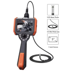 4 Way 360 Articulation Industrial Endoscope Camera, 720P HD IP67 Waterproof Sewer Inspection Camera with Light