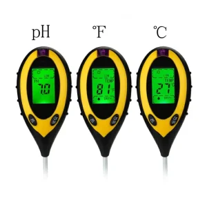 4 in 1 Digital Soil PH Meter Tester LCD Temperature Sunlight PH Soil Moisture Meter Garden Plants Lawns PH Controller