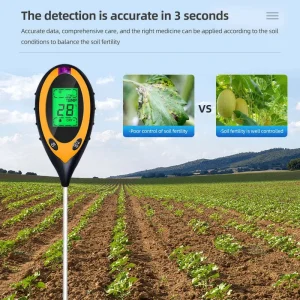 4 in 1 Soil Meter Tester Soil Survey Instrument Soil PH Moisture Temperature Sunlight Test Pen With Backlight