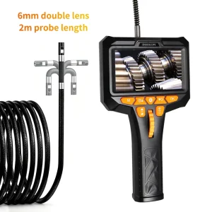 4.5 Inch Big Screen 360° Steering Endoscope Dual Lens 6mm for Engine Sewer Inspection Industrial Borescope