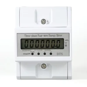 4P Guide-Rail Three-Phase Four-Wire 380V LCD Display Electric Energy Meter High-Power Watt-Hour Meter Class 1.0 Accuracy