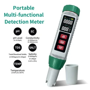 5-in-1 Water Quality Analyzer pH TDS EC Salinity Temperature Meter Digital Water Tester Pen for Swimming Pool