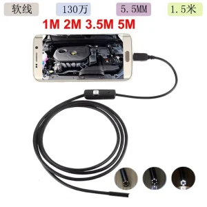5.5 MM USB Phone Comes with Camera Industry Endoscope Pipe Air Conditioning Auto Repair Camera 1.2m 2m 5M